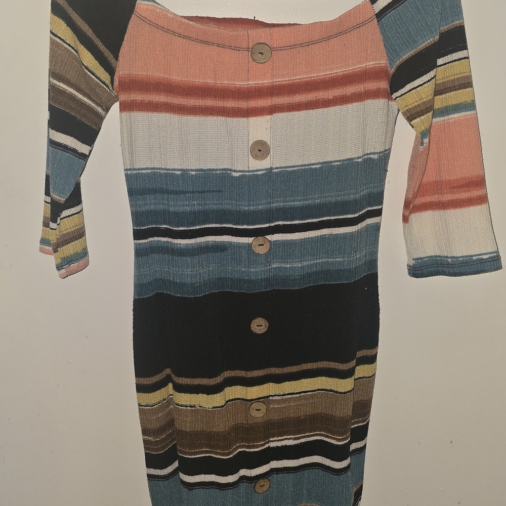 Love J Multicolor Striped Long Sleeve Dress
